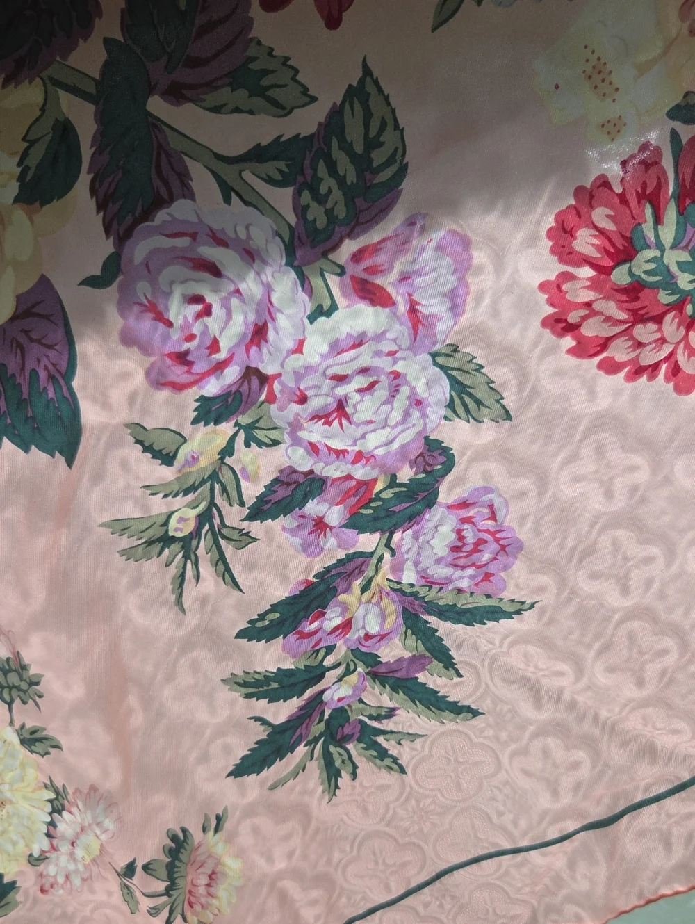 Vintage Club 7 Echo Womens Vintage 90s Square Scarf/ Top  Pink Floral  Light